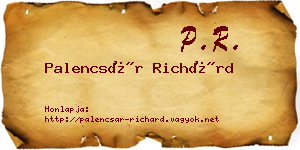 Palencsár Richárd névjegykártya